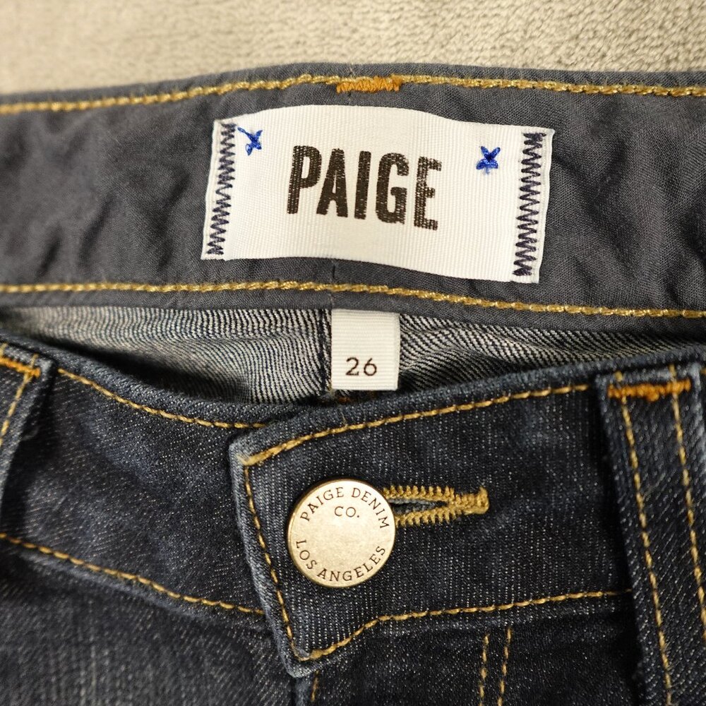 PAIGE Indigo Stream Mid Rise Straight Leg Jeans 26 - Picture 3 of 13